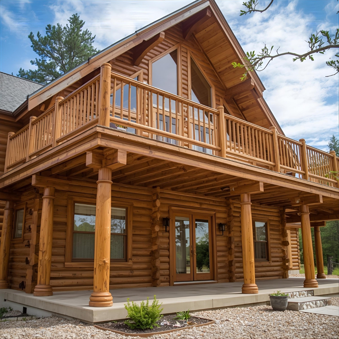 Pencil Log Pros annual log home maintenance services: inspection, gentle wash, brightening, and touch-ups