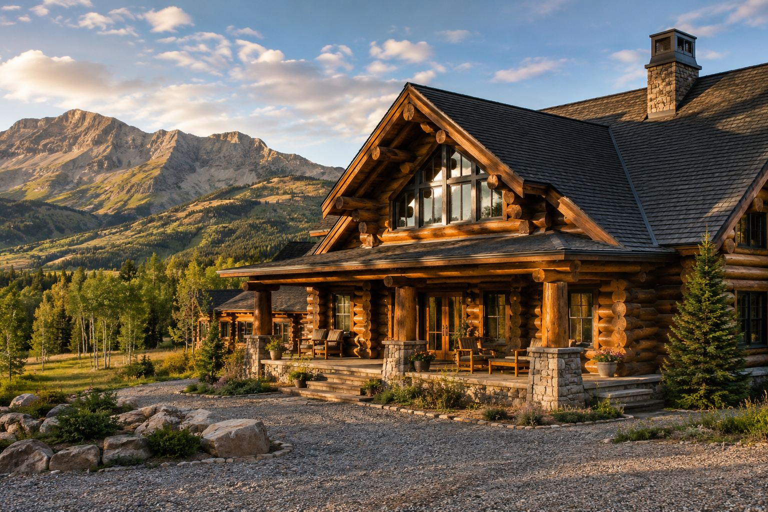 Crested Butte, CO Mountain lodge at golden hour