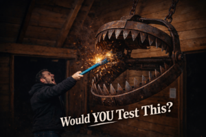 Viral bear trap test Reel used as a case study on using non-sales social clips to earn attention, shares, and follower growth for a service business