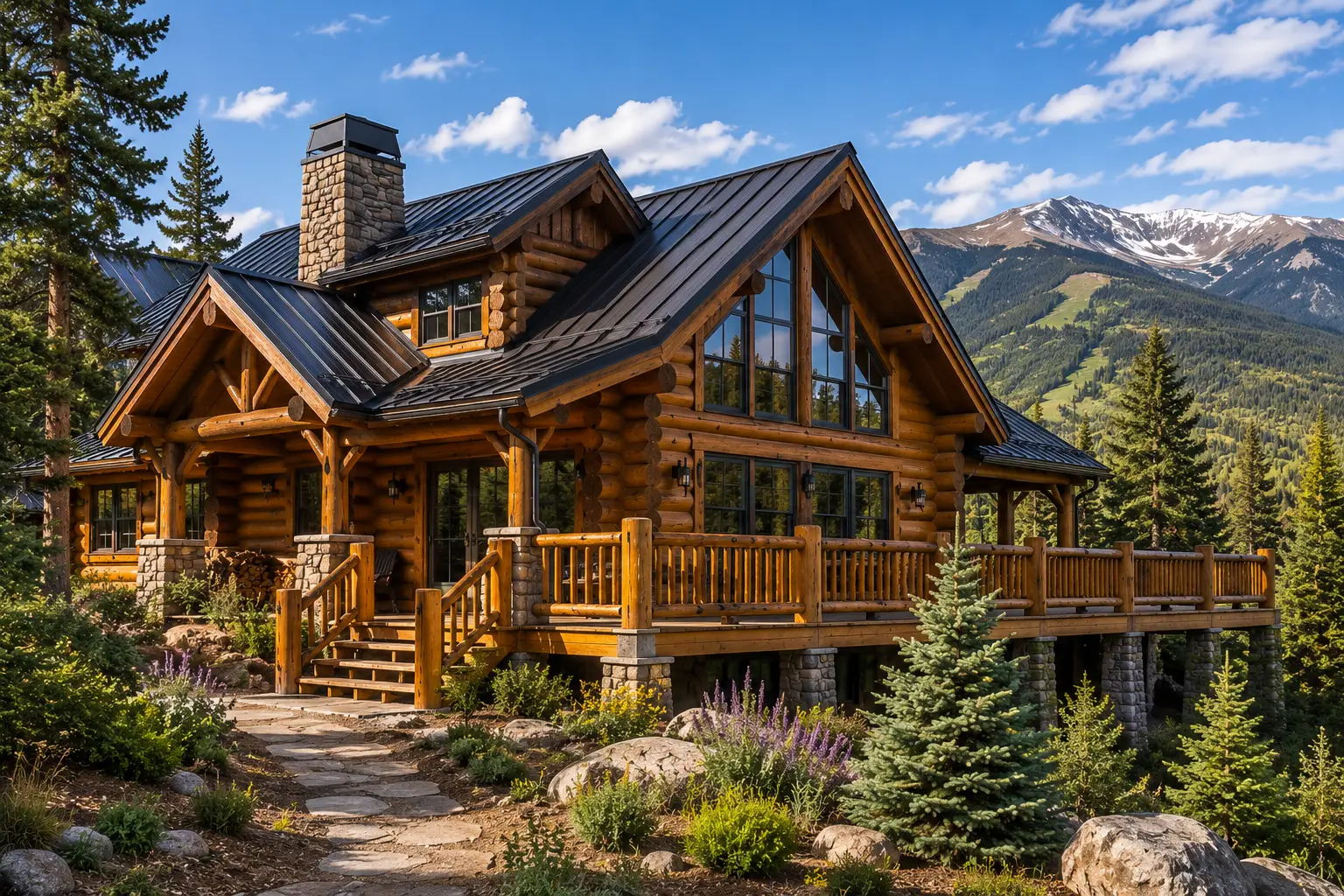 Log home caulking and sealant work by Pencil Log Pros on a log home in Vail, Colorado