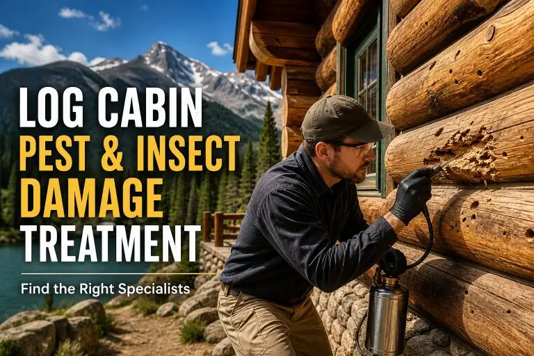 Log cabin pest and insect damage treatment by Pencil Log Pros, a Class C Licensed General Contractor for log home restoration.